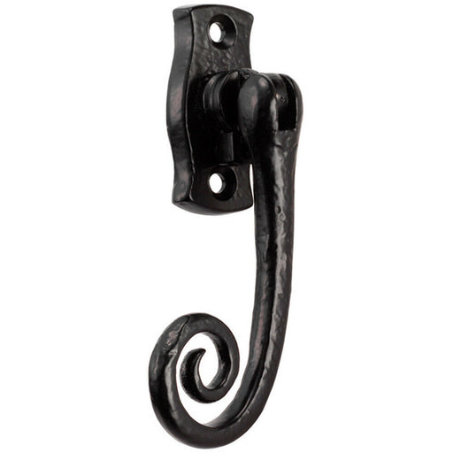 Left Handed Espagnolette Window Fastener Locking Black Antique 24 x 58mm Loops