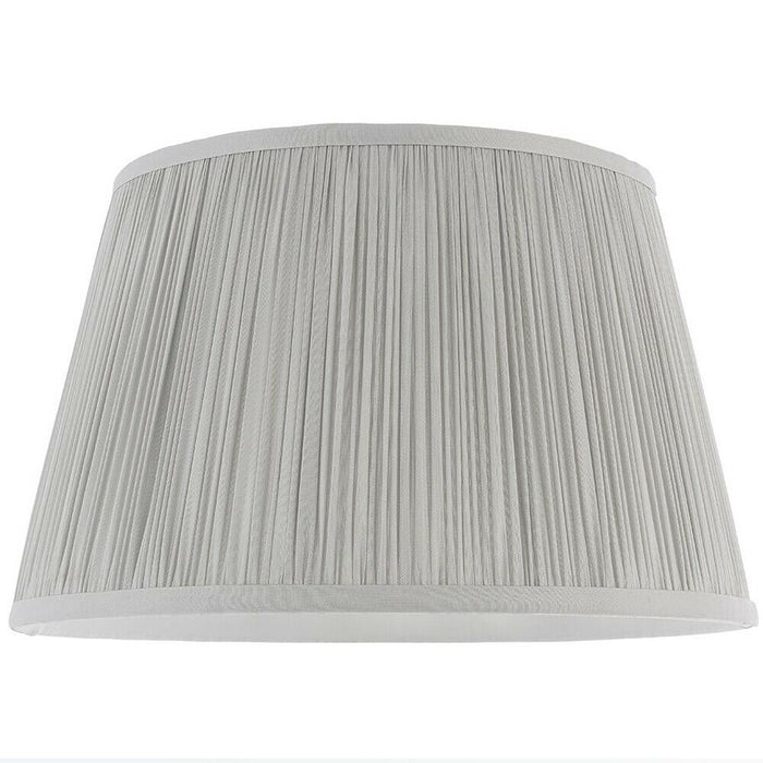 12" Elegant Round Tapered Drum Lamp Shade Silver Gathered Pleated Silk Cover Loops