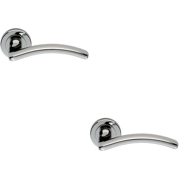 2x PAIR Oval Shape Arched Bar Lever on Round Rose Concealed Fix Polished Chrome Loops