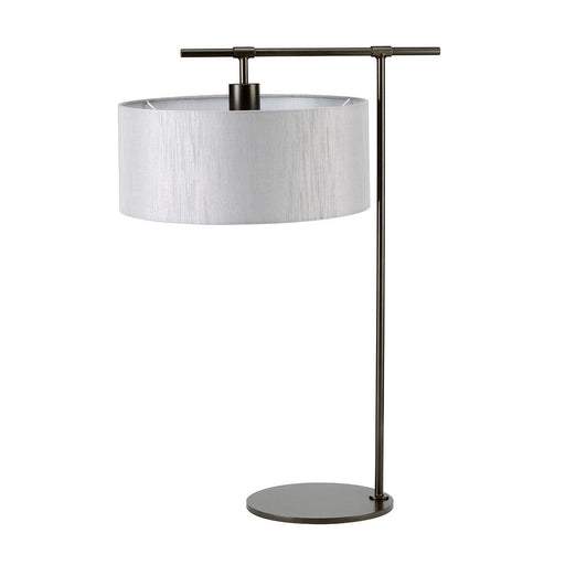 Table Lamp Grey Cylinder Shade Modern Style Dark Brown LED E27 60W Bulb Loops