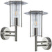 2 PACK IP44 Outdoor Wall Light Stainless Steel Lantern Glass Round Outdoor Lamp Loops