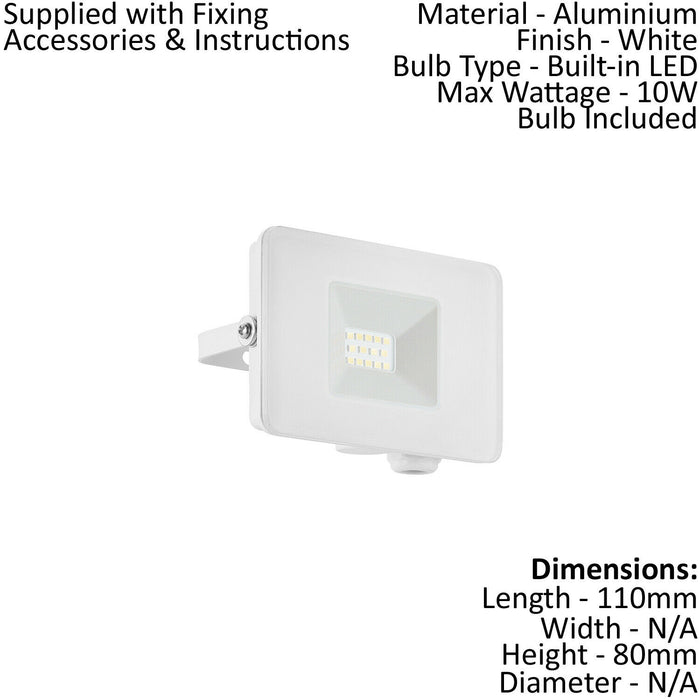 IP65 Outdoor Wall Flood Light White Adjustable 10W Built in LED Porch Lamp Loops