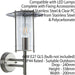 2 PACK IP44 Outdoor Wall Light Stainless Steel Lantern Glass Round Outdoor Lamp Loops