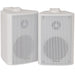 Pair 3" 2 Way Compact Stereo HiFi Speakers 60W 8Ohm White Mini Wall Mounted ABS