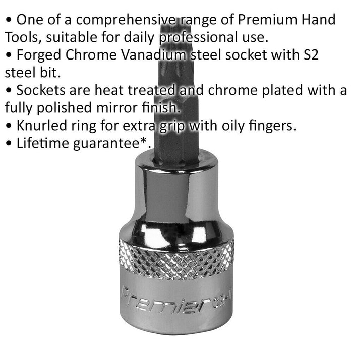 T27 TRX Star Socket Bit - 3/8" Square Drive - PREMIUM S2 Steel Head Knurled Grip Loops