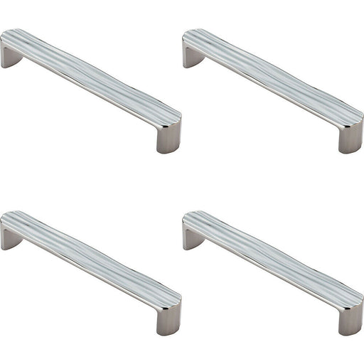 4x Textured Straight D Bar Door Handle 160mm Fixing Centres Polished Chrome Loops