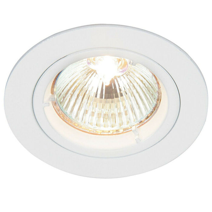 Fixed Round Recess Ceiling Down Light Gloss White 80mm Flush GU10 Lamp Fitting Loops