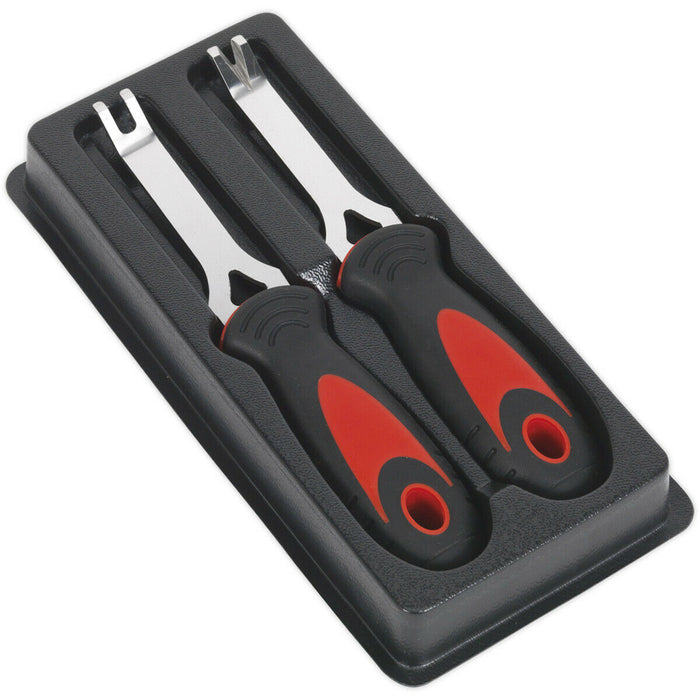 2 PIECE Trim Removal Mini Tool Set - U and V Profile Tips - Comfort Grip Loops