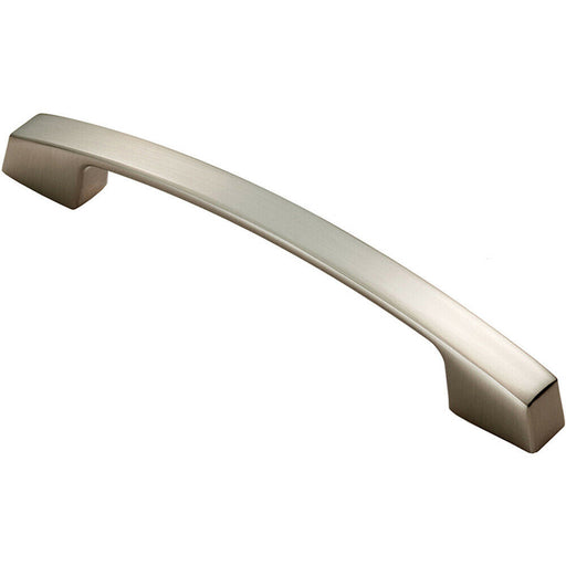 Curved Bridge Pull Handle 169 x 14mm 128mm Fixing Centres Satin Nickel Loops