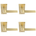 4x PAIR Flat Straight Handle on Slim Lock Backplate 150 x 50mm Antique Brass Loops