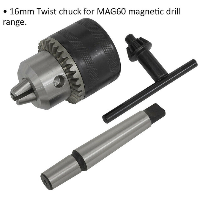 16mm Magnetic Twist Drill Chuck - Suitable for ys05391 ys05392 ys05393 & ys05394 Loops