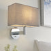 Wall Light & Shade Chrome Plate & Grey Fabric 60W E27 Living Room e10658 Loops