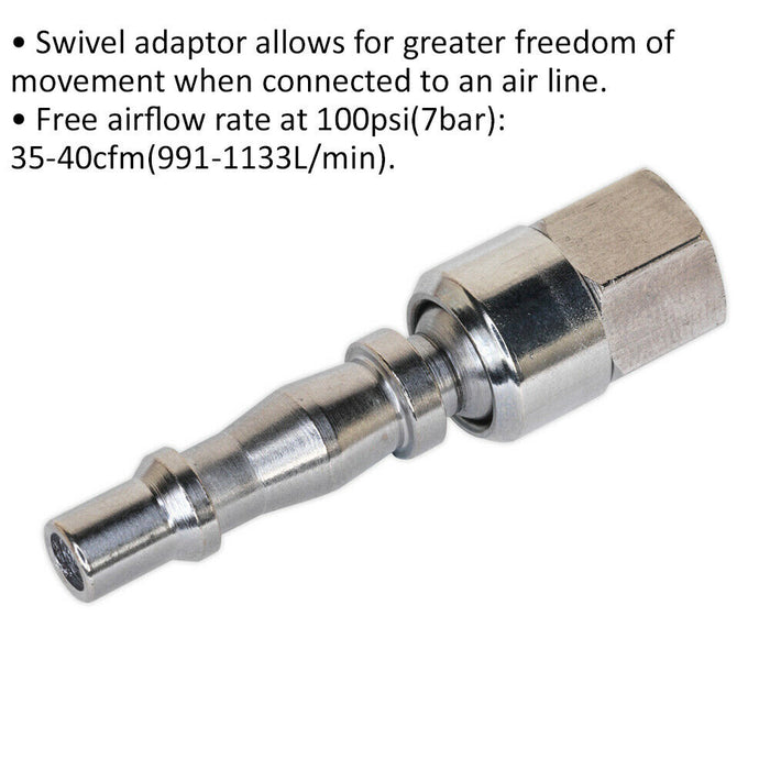 1/4 Inch BSPT Swivel Screwed Adaptor - Female Thread - Airflow Air Line Coupler Loops