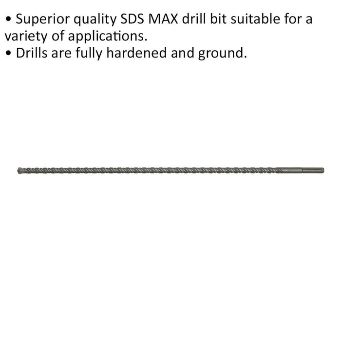 22 x 920mm SDS Max Drill Bit - Fully Hardened & Ground - Masonry Drilling Loops