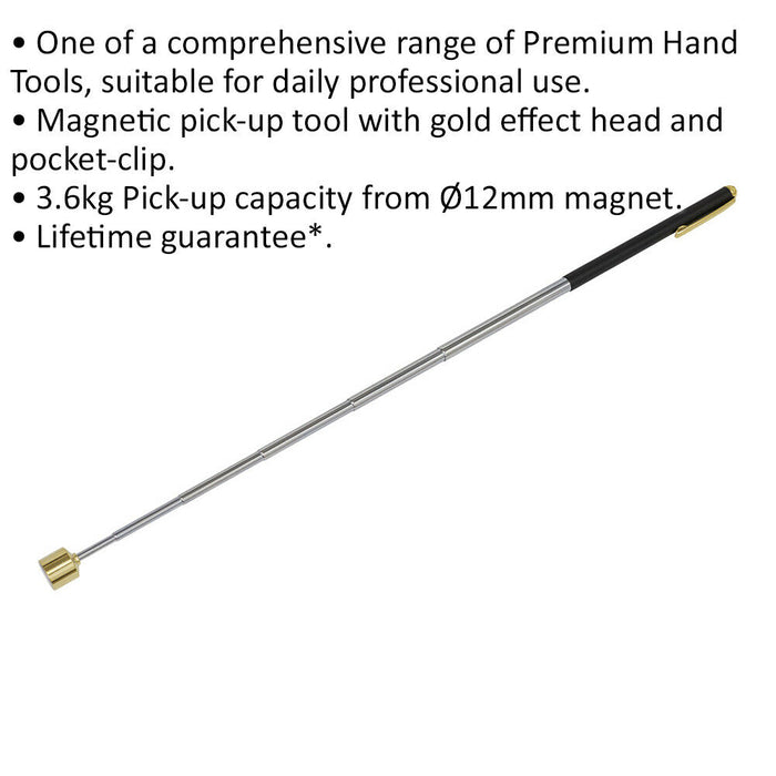 Heavy Duty Telescopic Magnetic Pick Up Tool - 3.6kg Capacity - 655mm Max Length Loops