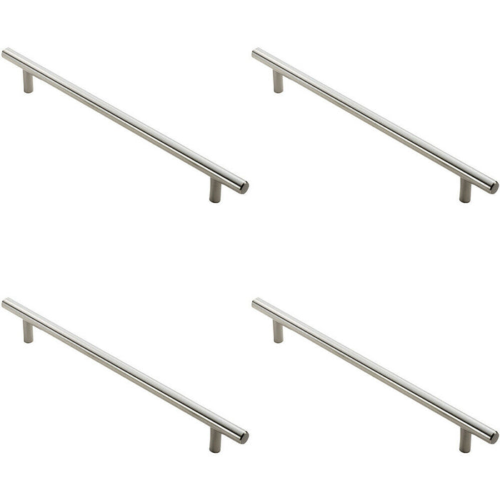 4x Round T Bar Cabinet Pull Handle 1020 x 12mm 960mm Fixing Centres Satin Nickel Loops