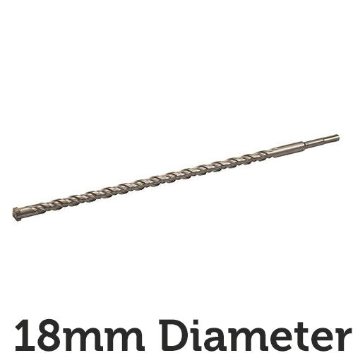 18mm x 460mm SDS Plus Crosshead Masonry Drill Bit Tungsten 4 Point Cutting Head Loops