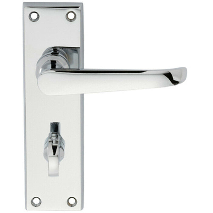 PAIR Straight Victorian Lever on Bathroom Backplate 150 x 42mm Polished Chrome Loops