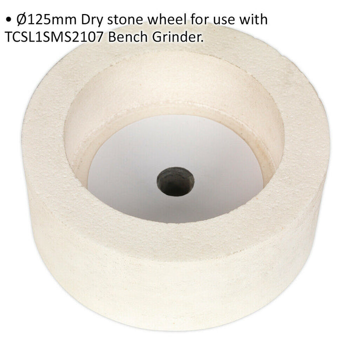 125mm Dry Stone Wheel - Suitable for ys08980 Wet & Dry Bench Grinder - 2850 RPM Loops