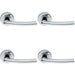 4x PAIR Oval Shaped Curved Bar Handle Concealed Fix Round Rose Polished Chrome Loops