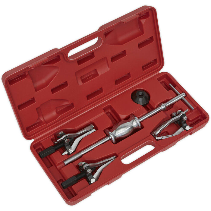 5 Piece Gear & Bearing Puller Set - 1.2kg Slide Hammer - 100mm Triple Legs Loops