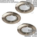 2 PACK 3 PACK Flush Ceiling Downlight Satin Nickel Steel 3x 5W GU10 Bulb Loops