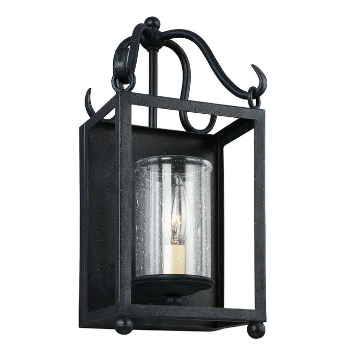 Wall Light Iron Frame Clear Seeded Glass Shade Antique Forged Iron LED E14 60W Loops