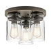 3 Bulb Flush Light Light Low Ceiling Brushed Nickel LED E27 60W Bulb Loops