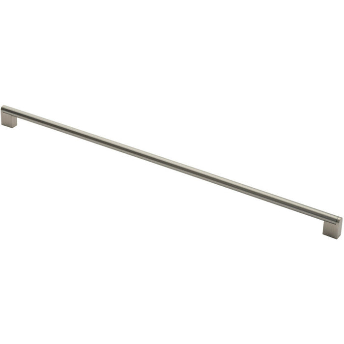 Round Bar Pull Handle 648 x 14mm 608mm Fixing Centres Satin Nickel & Steel Loops