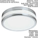 Wall Flush Ceiling Light Chrome White Painted Satin Glass Shade Bulb LED 11W Loops