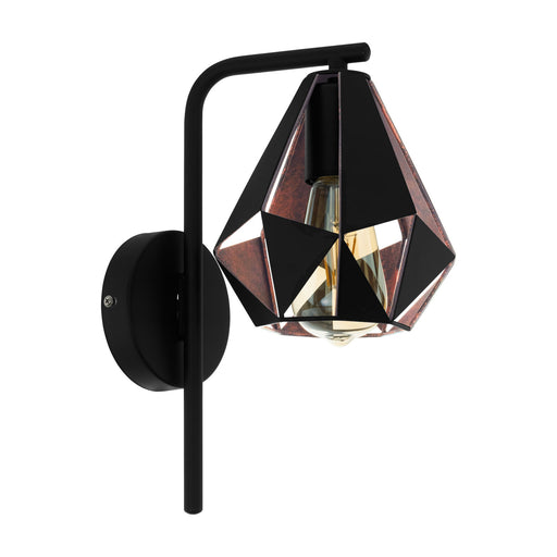 LED Wall Light / Sconce Geometric Black & Antique Copper 1 x 60W E27 Bulb Loops