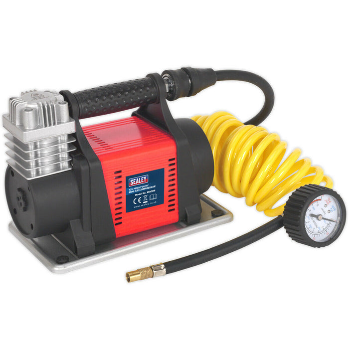 Portable HEAVY DUTY 12V Tyre Inflator / Mini Air Compressor - 150PSI Max Pump Loops