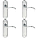 4x PAIR Curved Door Handle Lever on Latch Backplate 180 x 45mm Polished Chrome Loops