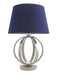 Table Lamp Bright Nickel Plate & Navy Cotton 40W E27 GLS Base & Shade Loops
