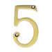 Stainless Brass Door Number 5 75mm Height 4mm Depth House Numeral Plaque Loops