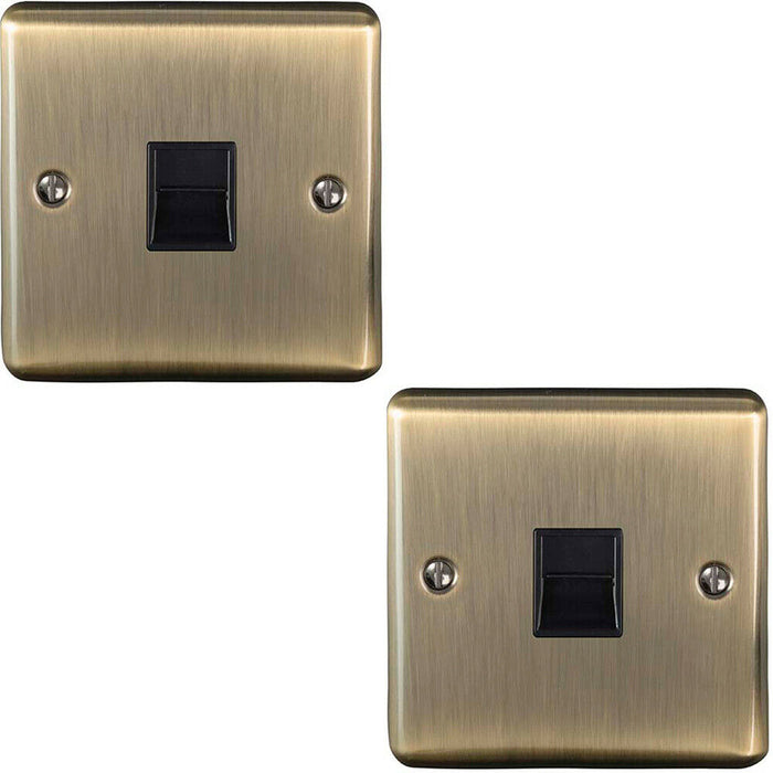 2 PACK BT Telephone Slave Extension Socket ANTIQUE BRASS & Black Secondary Plate Loops
