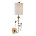 Table Lamp Gold & Cream Stripes Tapered Shades Hanging Crystals LED E27 60W Loops