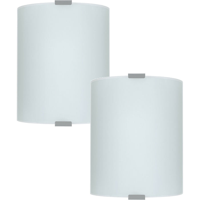 2 PACK Wall Flush Ceiling Light Colour Silver Shade White Satin Glass E27 1x60W Loops