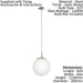 Pendant Light Colour Satin Nickel Shade White Glass Opal Matt Bulb E27 1x60W Loops