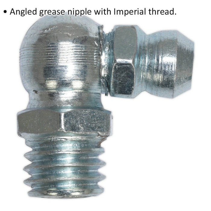 25 PACK 90 Degree Angled Grease Nipple Fitting - 1/4" UNF Imperial Thread Loops