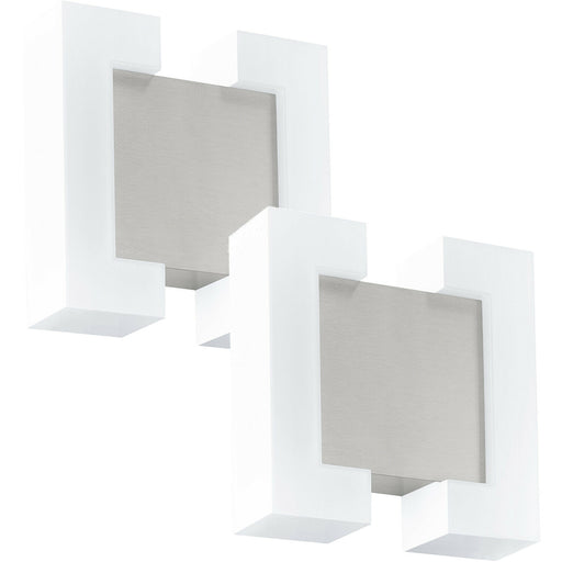 2 PACK IP44 Outdoor Wall Light Satin Nickel Diffused White 4.8W LED Loops