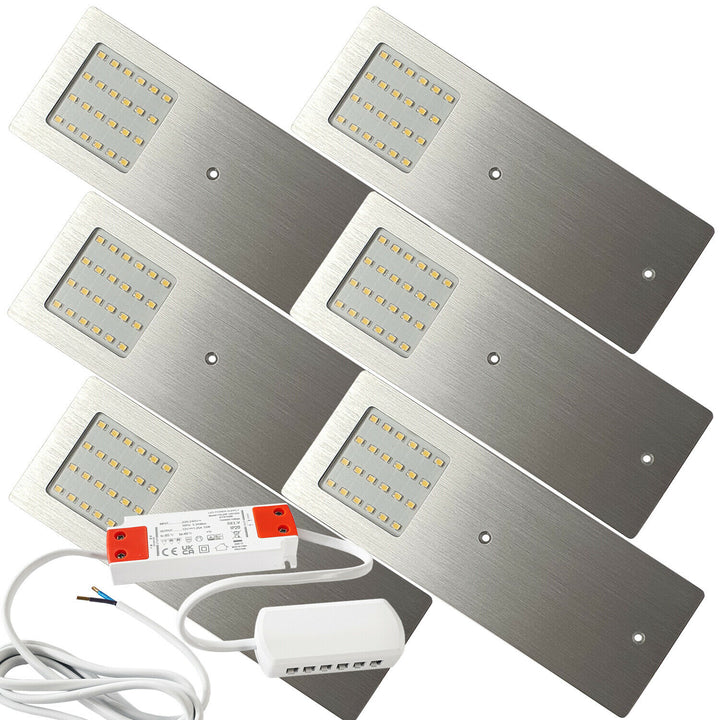 6x 5W Kitchen Cabinet Low Profile Slim Panel Light & Driver Natural White Flush Loops