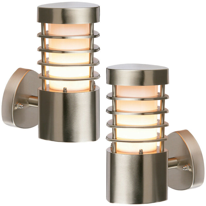 2 PACK IP44 Outdoor Wall Light Stainless Steel Open Lantern Traditional Porch Loops