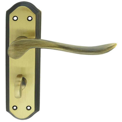 PAIR Curved Lever on Sculpted Bathroom Backplate 180 x 48mm Florentine Bronze Loops