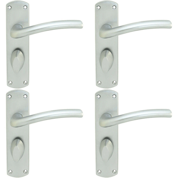 4x Rounded Curved Bar Handle on Bathroom Backplate 170 x 42mm Satin Chrome Loops