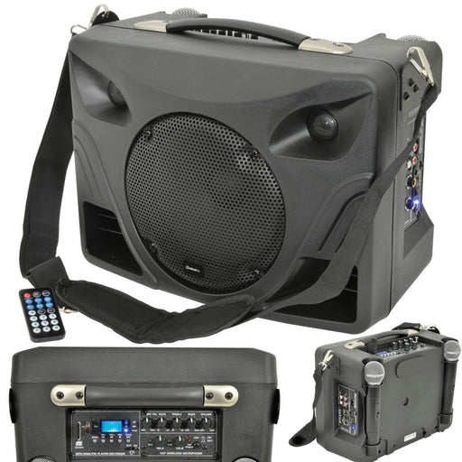 50W Portable Outdoor PA Speaker System Mobile Wireless Microphone Active Music