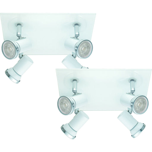 2 PACK Wall Flush Ceiling Light IP44 Bathroom Colour White Chrome GU10 4x3.3W Loops