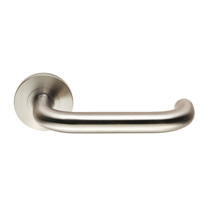 PAIR Round Bar Safety Handle on Round Rose Concealed Fix Satin Steel Loops