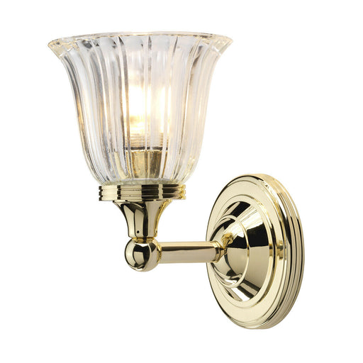 IP44 Wall Light Ribbed Clear Glass LED Included Polished Brass G9 3.5W Loops