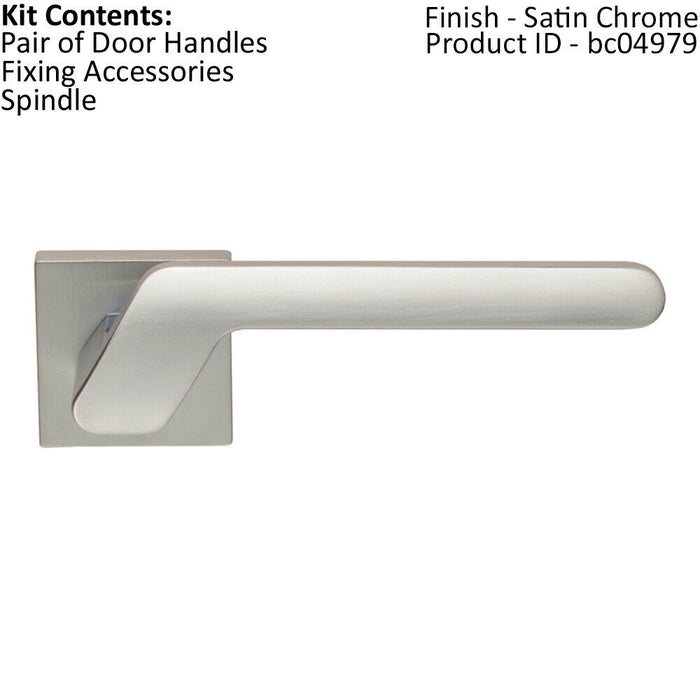 PAIR Modern Angled Handle on Square Rose Concealed Fix Satin Chrome Loops